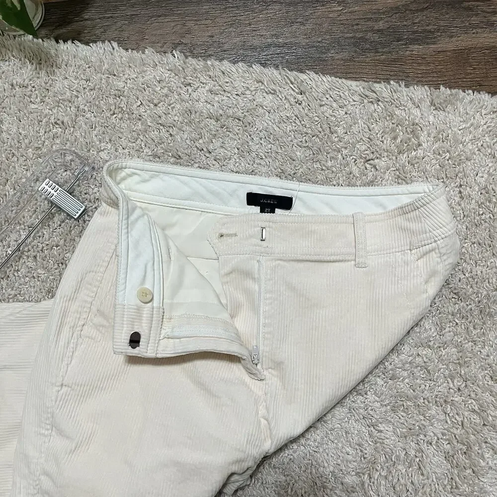 J.crew Size 2 Tall Cream Corduroy Flare Leg Mid-Rise Trouser Pants